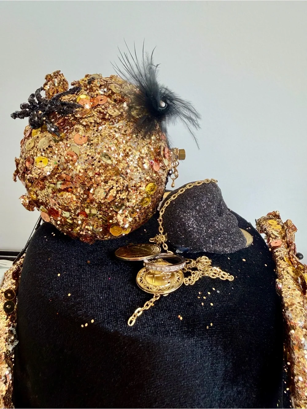 Pirates Bounty Black Gold Decorative Party Top Hat Embellished Skull& hands OS